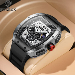 LIGE Original FOXBOX Quartz Watch Men Fashion Square Luminous Waterproof Chronograph and Calendar Sports Watch