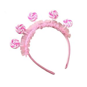Trẻ Em Cosplay Kẹo Headband Công Chúa Cho Carnivals Đảng Handmade Mới Lạ Màu Hồng Lollipop trang phục dự tiệc