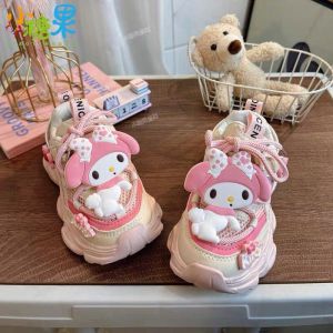 Christmas gifts Halloween Sanrio Melody Children Casual Shoes Girls Fall New Kawaii Cartoon Comfort Board Shoes Breathable Fashion Running Shoes Sneakers