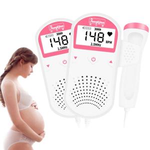 Free Gel Fetal Doppler Heartbeat Detector Portable Ultrasound Pregnant Baby Heart Rate Monitor LCD 2.5MHz Pocket Vascular Doppler