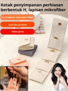 Tas penyimpanan perhiasan mewah ringan portabel tas perhiasan kulit mikrofiber kecil portabel untuk bepergian