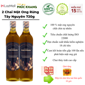 *Mật Ong Phúc Khang - Combo 2 Chai Hoa Rừng Tây Nguyên 720g - Thu hoạch tự nhiên - Nguyên chất - Đạt chuẩn xuất khẩu - Không nhiễm hóa chất  Kháng sinh  Kim loại nặng An toàn cho gia đình - Sản phẩm đạt ISO 22000