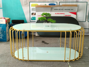 [HCM] Bàn trà sofa bàn decor ovan hình bí sang trọng hiện đại 100*50*45cm kính cường lực