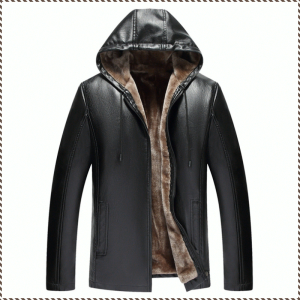 รู้สึกเรียบเนียนเสื้อกันลม เสื้อแจ็คเก็ตหนังกันหนาวมีฮู้ด เสื้อแจ็คเก็ตหนังเยาวชนที่ทันสมัย