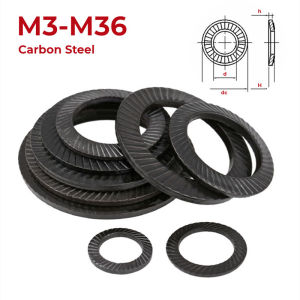 Black Carbon Steel Double Tooth Washers M3 M4 M5 M6 M8 M10 M12 M14 M16 M18 M20-M36 Anti-slip Lock Gasket Self-locking Prevent Loosening