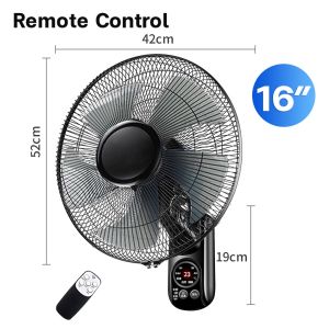 16 inch Inverter Wall Fan with Remote Control Silent Oscillating Wall Mount Fan Heavy Duty Air Circulator Cooling Fan for Living Room Bedroom Shop