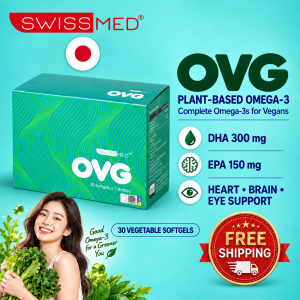 SWISSMED® OVG Algal Oil Softgel - Complete Plant-Based Omega-3 for Vegans & Vegetarians | 30 Softgels x 2 Bottles