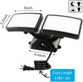 FAGUANGAO Dusk to Dawn LED Security Light,18W Plug in Flood Light Outdoor,5000k Daylight,1600lm, IP55 Waterproof,Adjustable 2 Heads Wall Light for Garage, Porch, Yard, Black. 