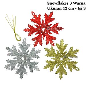 Hiasan Natal SNOWFLAKES WARNA WARNI Aksesoris Pohon Natal Kristal Salju Glitter