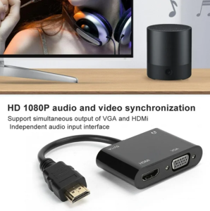 HDMI To HDMI + VGA Adapter Splitter 3.5mm Audio Video Converter For Laptop PC TV