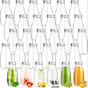 4PCS 200ML Clear Glass Milk Bottles with Lids for Storing Yogurt Juice Homemade Nut Milk Reusable Bpafree Beverage Jars