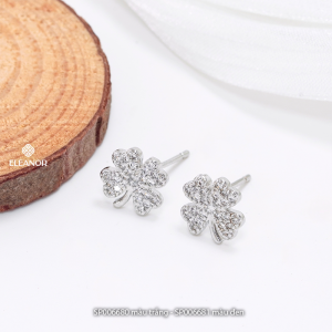Bông tai nữ chuôi bạc 925 Eleanor Accessories khuyên tai hình cỏ bốn lá phụ kiện trang sức 6226