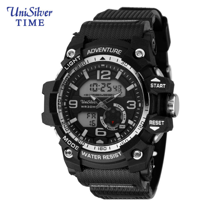 UniSilver TIME ALPHERION Men's Analog-Digital (Dual Time) Silver ...