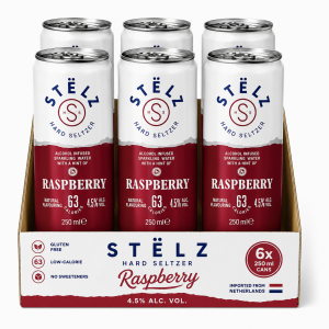 STËLZ Hard Seltzer Raspberry (6 / 12 Cans) - 250ml Alcoholic Infused Sparkling Water | 4.5% ABV Low Calorie Light & Refreshing Drink