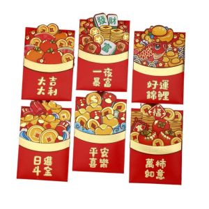 Rosalinddg cny red packet 2026 新年红包 马年红包 2026红包封红包袋 6Pcs/set Cartoon Dragon Red Packet Mini Handmade 3D Print Red Envelope Chinese Style Cute Cartoon Red Bags Celebration Party