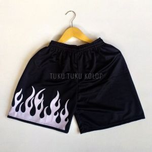 CELANA KOLOR PENDEK MOTIF API / PRIA BOXER BLACK ON FIRE