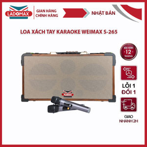 Loa Karaoke Bluetooth xách tay WEIMAX S-265 Công suất 300W Bluetooth 5.0 2 Bass 6.5 inch Pin 6h Tặng kèm 2 micro chống hú lọc nhiễu âm thanh cực hay bảo hành chính hãng 12 tháng
