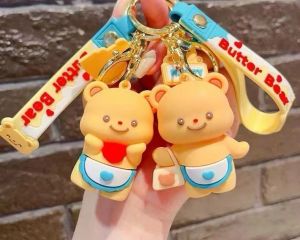 จี้หมีเนย พวงกุญแจหมีเนยการ์ตูนพีวีซี เครื่องประดับแขวนน่ารักกระเป๋าเป้สะพายหลังพวงกุญแจอุปกรณ์เสริมกระเป๋า