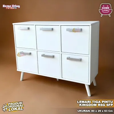 Lemari Kayu 3 Pintu Minimalis Bufet TV Kabinet Rak Serbaguna Lemari Pakaian Kingdom RSG 6 FP