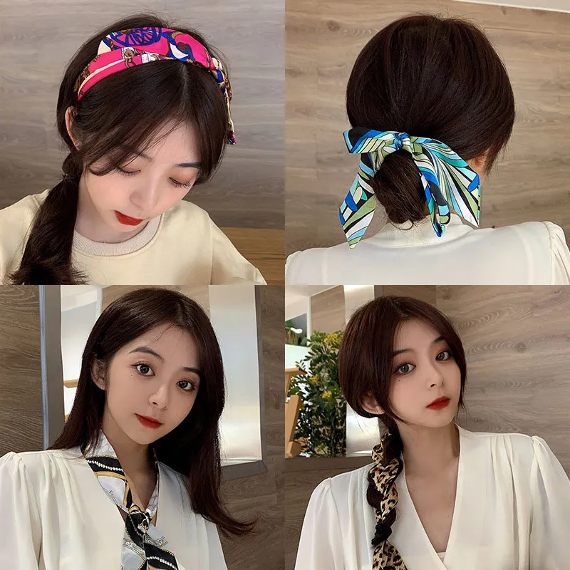 Korean Style Retro Silk Scarf Hair Scarf Bow Long Ribbon