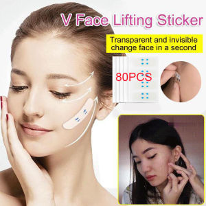 80pcs Invisible V-shaped Face Lifting Stickers Firm Tighten Facial Line Wrinkle Sagging Skin Chin Thin Face Patch Fade Fine Lines Adhesive Tape Small Face Breathable Waterproof