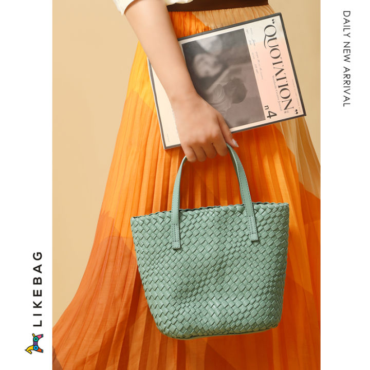 LIKEBAG Original Hand woven Bag Fashion Ladies Shoulder Bag Medium Handbag PU Leather Crossbody