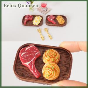 Eelux 1 Bộ Dollhouse mô phỏng bít tết rượu vang đỏ kính mì ống kit mô hình Dollhouse nhà bếp thực phẩm trang trí đồ chơi búp bê nhà accessoreis