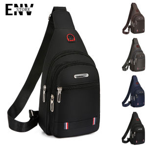 JIVIVIL กระเป๋าคาดอกผช ผ้าออกซ์ฟอร์ด กระเป๋าเป้ชาย กันน้ำผ้าออกซ์ฟอร์ด สีเล็กถัด สีผ้า 4 ช่อง