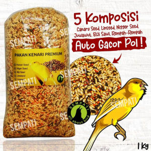 SEMPATI Pakan Burung Kenari Premium Omai Kenari 1kg Pakan Penggacor Lomba Harian Burung Kenari Extra Rempah Canary Seed Campur Biji Sawi Niger Bersih Makanan Kenari Gacor Panjang Durasi