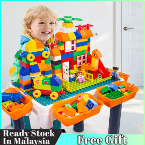 Building Block Table Set 儿童乐高积木桌椅套 Kids Table Blocks Learning Toys Children Game Chair Set Writing Permainan Budak Meja Set Kanak Meja Mainan