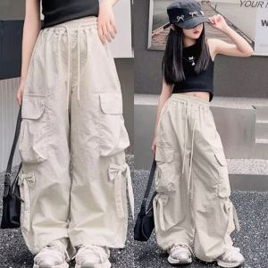 New Cargo Pants For Kids Girls 7-16YRS Wide Leg Korean Style Hip Hop Causal Baggy Pants All Seasons