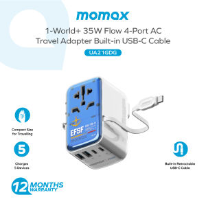 [Mobile Suit Gundam - Limited Edition] Momax UA18 1-World+ 70W 3-Port Travel GaN Charger With Built-in USB-C Cable