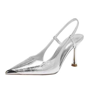 อารมณ์ที่สง่างาม หัวแหลมรองเท้าส้นเข็ม สูง3.54นิ้ว รองเท้าแตะแฟชั่นผู้หญิง ไซส์ 36-42 สร้างขึ้นอย่างพิถีพิถัน ใส่สบาย