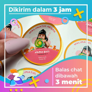 2-4 Stiker Label Tasyakuran Aqiqah Zennida Sticker Nama Anak Bayi Ucapan Kelahiran Akikah