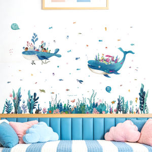 Decal Dán Tường Cá Voi Khổng Lồ Và Thế Giới Đại Dương Có Keo Sẵn 320x200cm - Trang Trí Phòng Ngủ Bé