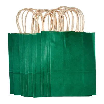 CGS 15x21x8cm Kraft Paper Bag (Green) (12 PCS)