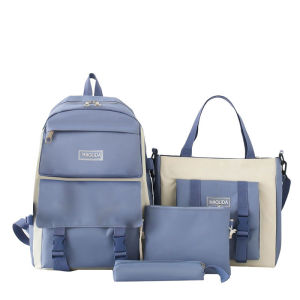 Four-piece backpack set large-capacity five-piece backpack set printed LOGO Korean-style Harajuku-style student backpack set