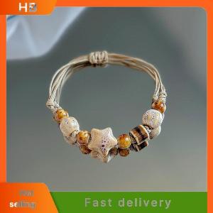 HB Boho Style Handmade Star Ceramic Bracelet For Women Girls Unique Ethnic Style Adjustable Bracelet Jewelry Accessories Gifts