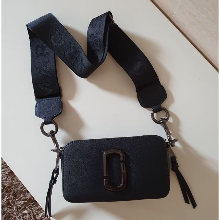 M.J. Ceramic Logo Black Leather - Snapshot Small Camera Crossbody Bag ...