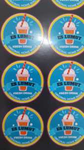 Stiker Minuman 10 Pcs Es Lumut Pink/ Biru untuk jualan pemotongan bulat/sticker cetak lebel