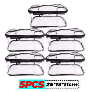 【XZxinzhan】5PCS Transparent Toy Storage Bag Large Capacity Puzzle Block Organizer PVC Storage Bags Travel Waterproof Organizer Makeup Zip Bags