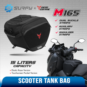 MotoCentric Scooter Tank Bag M165 15L Waterproof Rain Cover Included Touchscreen Pocket Elastic Rope Version Universal Fit for Underbone & Scooter Models