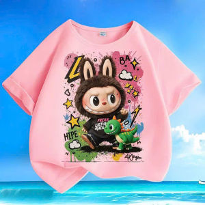 Áo thun cho bé trai & bé gái Rhino Kids áo phông cộc tay cổ tròn in hình Labubu dễ thương.