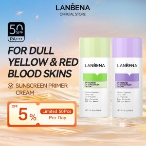 LANBENA Sunscreen Cream Spf50+ /PA+++ Purple Whitening Uv Whitening Face Sunscreen SPF50+ UVA/UVB Clear Skincare Waterproof Sunblock 40ml