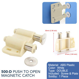 2PCS Per Product Double Magnetic Push to Open Touch Catch for Cabinet (WHITE / BLACK) Without Screws
