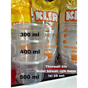 THINWALL BULAT/MANGKOK PLASTIK ISI 25 SET UKURAN 300ML 400ML 500ML MEREK KLIR