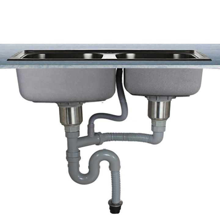 Talea Double Sink Vertical Type Waste Set With Overflow Sink Basin