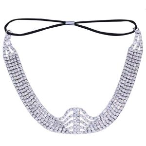 Elegant Rhinestones Headband Elastic Hairband Music Festival Headpieces Bachelorette Party Hairband
