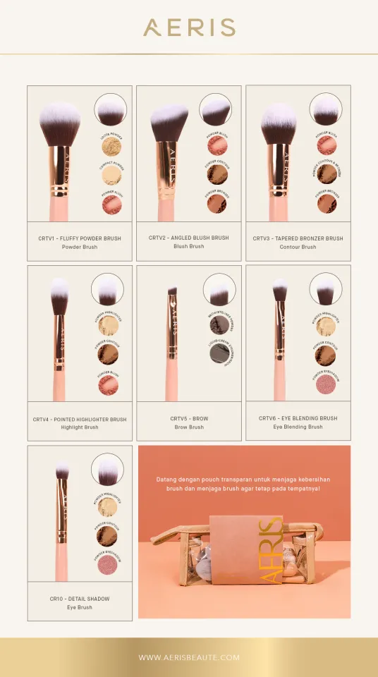 Aeris Beauté The Coral Travel Brush Set pcs Complete Set