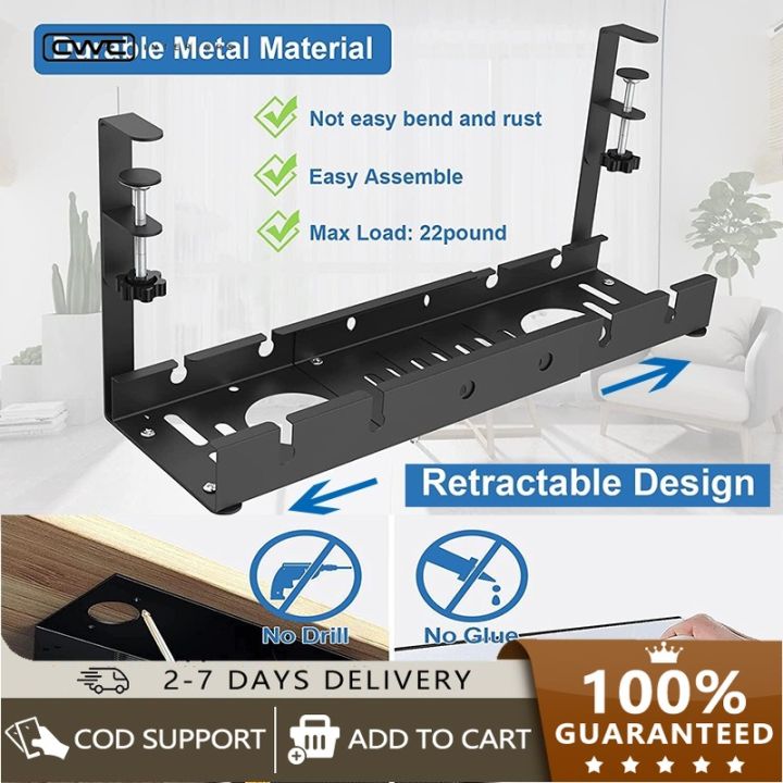Under Table Storage Rack Cable Management Tray Desk Socket Holder Wire ...